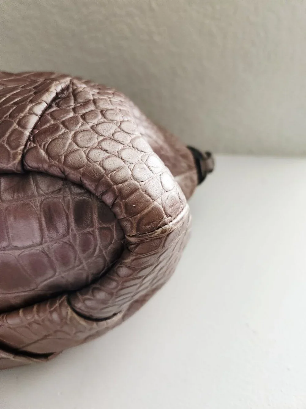 Coach Euc Madison Sophia Croc Brown Leather Shoulder Bag Purse